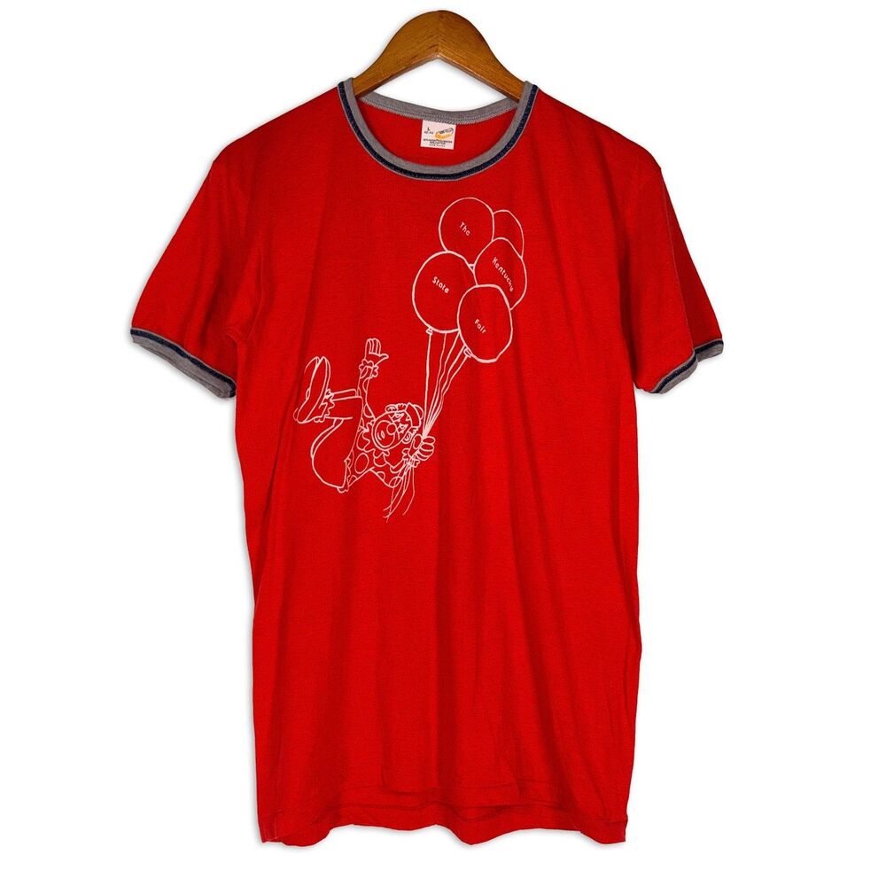 Vintage Kentucky State Fair Ringer Tee NWOT Deadstock Single Stitch Clown L